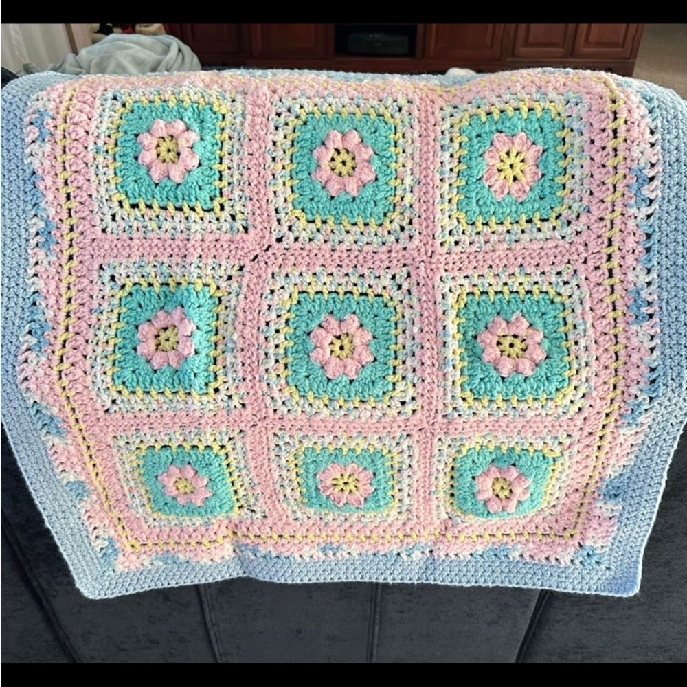 Pastel Crochet Baby Blanket NEW Handmade